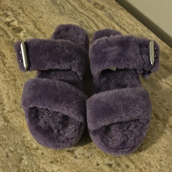 UGG Purple Fuzzy Slippers - Picture 1 of 8